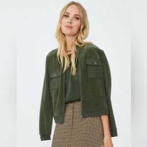 CAbi Olive Bomber Jacket with Textured Design Style 4679